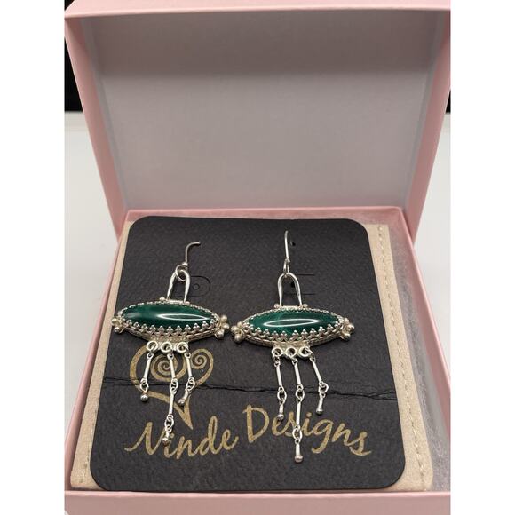 Ninde Designs Jewelry - Malachite Stone and Silver Earrings. Ninde Designs. Hand Made.‎ New with Tags.